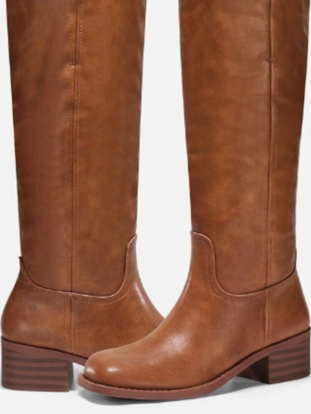 Women's knee-high pull on brown boots
